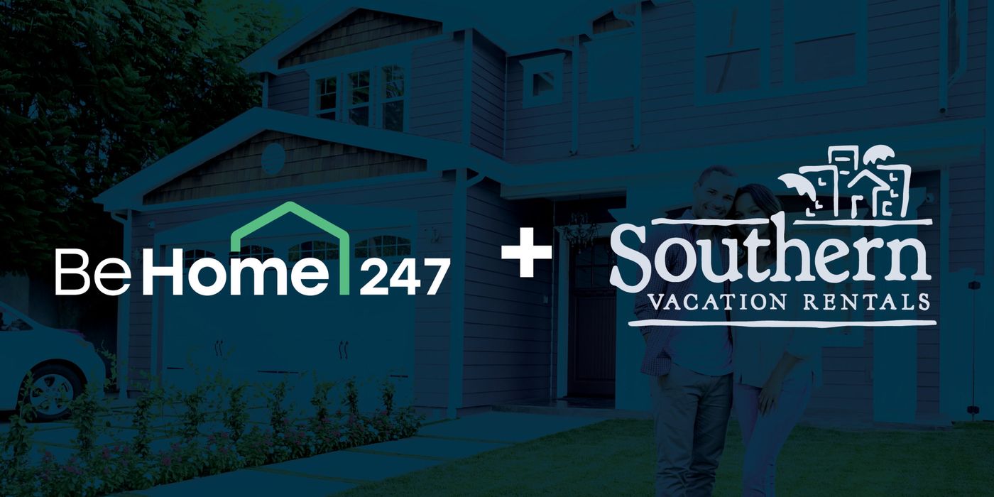 hero image with the words, BeHome247 and Southern Vacation Rentals, depicting partnership