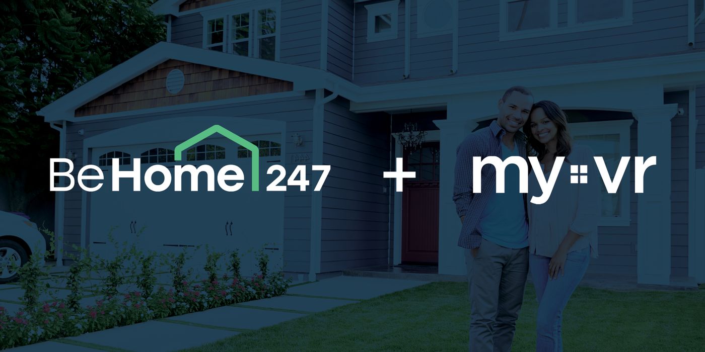 hero image with the words, behome247 and myvr, announcing partnership